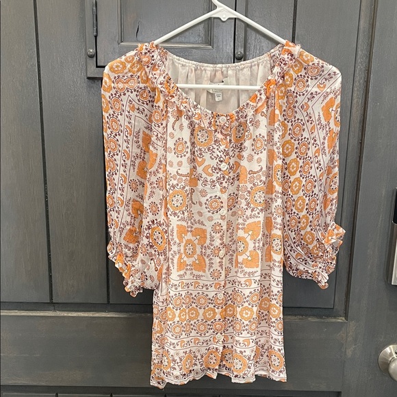 Joie Orange and Purple Patterned Blouse - Picture 1 of 6